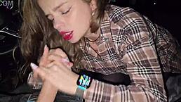 Married Slut Sucks Taxi Driver's Cock in Risky Public Car Action. Dare to Watch?