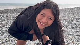 met the peruvian on the beach, she preferred it outside and took it all