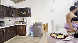 my neighbor stayed over and got a wild tit fuck after