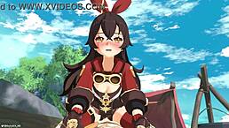 outride her hard in genshin impact amber x aether wild animation.