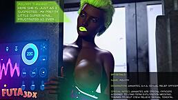 Blue-haired horny babe craves futa cock in wild deepthroat action! 😈