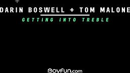 Twink Darin Boswell barebacks ginger Tom Malone in steamy Boyfun action