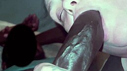 Brunette BBW lost in wild gumjob fantasies in bedroom close-up