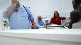 sasha pearl parker ambrose teases with big tits at office