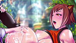 Karl and Makoto Heat Up BlazBlue in Wild Anime Action. See Their Monster Cock Clash!