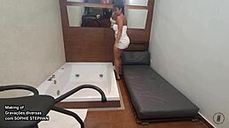 Complete making of Sophie Stephan in red lingerie for you