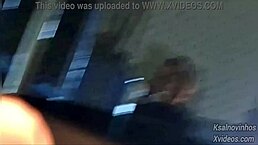 Risky public handjob for a hot chick on the street