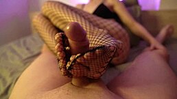 she said, let me give you a fishnet footjob, and i came on her ass