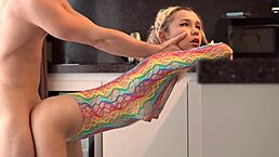 skinny beauty takes a huge shaft deep in her tight hole, moaning loud.