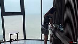 Time freeze! Maid in hotel room gets massive creampie!