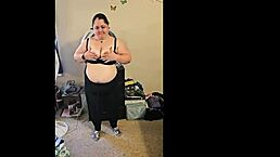 BBW Brunette Performs Playful Striptease Dance