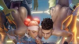 valoran, overwatch, and apex legends mashup in wild hentai compilation