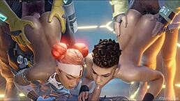 valoran, overwatch, and apex legends mashup in wild hentai compilation
