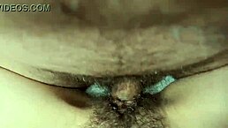 Couple gets wild with creampie and keeps fucking in hairy action. Their homemade passion spills over in every thrust.