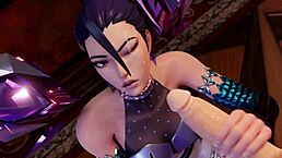 Kda kaisa teases two massive cocks in hentai mmf action