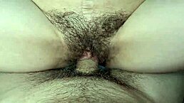 Couple gets wild with creampie and keeps fucking in hairy action. Their homemade passion spills over in every thrust.