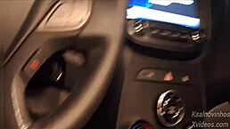 Risky public handjob for a hot chick on the street