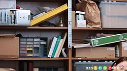 two petite teens caught shoplifting get punished with garage fucking