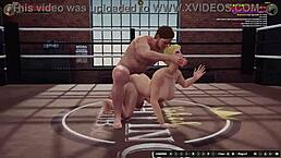 Ethan battles Darci in naked 3D fighter sex action