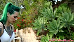 Inked emo woman in an interracial encounter