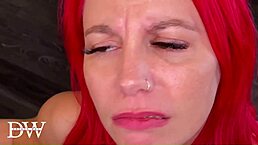 Redhead Model Struggles with Huge Black Cock During Foot Play. It's Intense!