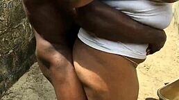 Dirty bitch pounded hard while doing laundry outside