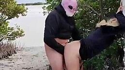 Mexican puta gets fucked in mangroves to avoid people