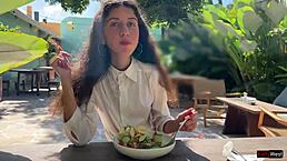 asked my friend to finish on my face in public cafe for cumwalk