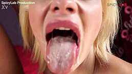 slutty blonde with big boobs takes it deep in ass and mouth during wild swingers play.