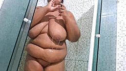 Caught neighbor showering with massive squirt explosion! 💦😱