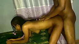 Ebony stepsister visits for cock, showing her curvy tits and ass.