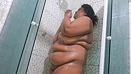 Caught neighbor showering with massive squirt explosion! 💦😱