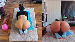 Dual cam captures uncensored naked yoga workout - prepare for raw curvy action