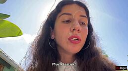 Cum Covers Girl's Face in Public Cafe Scene