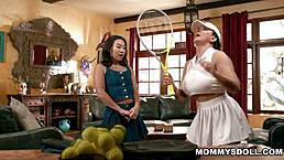 kimmy kimm spots how cute her stepmom romi rian looks in her tennis outfit that she wants her to stay for some naughty fun!