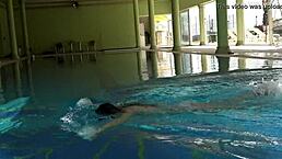 Petite teen irina russaka shows tight pussy and small tits underwater in pool.