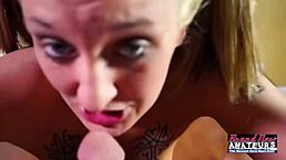 Breanna feels intense pleasure masturbating and sucking a big cock