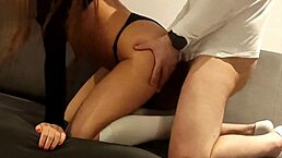 back from gym to find him ready with a stiff cock for me