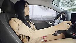 horny public masturbation in car with latina may hernandez