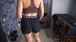 Pawg Milf Teasing Her Ass In Sports Under Armor Shorts