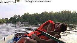 Three men in boat pick up girl for sex scene 2
