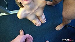 boy filming threesome with german teacher in classroom