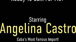 chubby angelina castro sucks and face fucks a hard cock