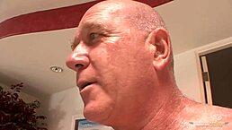 Spying on old man in shower. Blonde gets rough drilling as result.