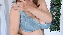 Busty Granny Mariaold Teases in Stockings and Lingerie