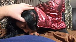 Nympho Wife Teases in Camel-Toe Jumpsuit with Cum