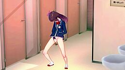 hentai girl, uh, mastur... mastubating in school bathroom, ya know