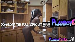 Stunning! Glamorous ebony teen Victoria Antoinette strips while cooking