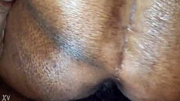 Blasted cum all over ebony granny’s big homemade ass