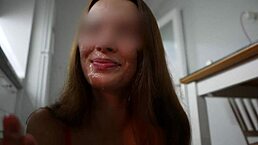 I couldn't resist and pounded her tight pussy with my big cock in the kitchen